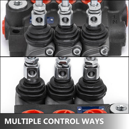 VEVOR 3 Spool Hydraulic Control Valve 11GPM Hydraulic Directional Control Valve Double Acting Hydraulic Valve for Tractors Loaders Tanks