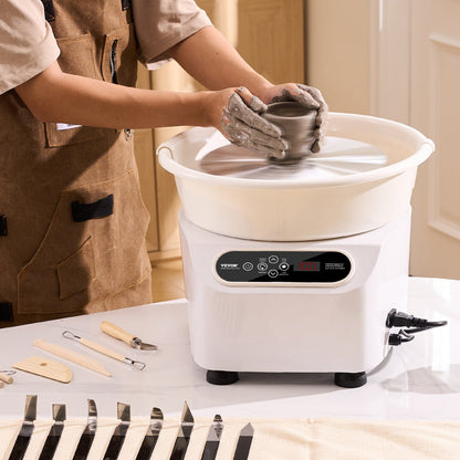 VEVOR Pottery Wheel, 11 inch Pottery Forming Machine, 450W Electric Wheel for Pottery with Foot Pedal and LCD Touch Screen, Direct Drive Ceramic Wheel with Shaping Tools for DIY Art Craft, White