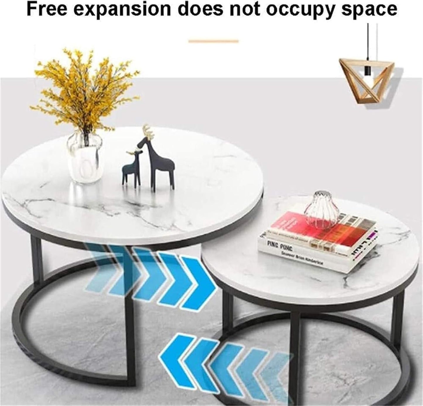 Nesting Coffee Table Faux Marble Small Round Coffee Tables - White