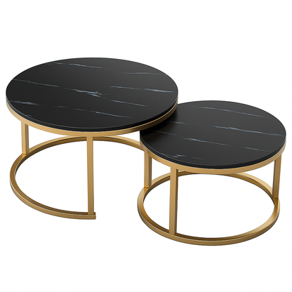 Nesting Coffee Table Faux Marble Small Round Coffee Tables - White