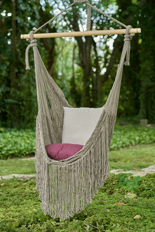 Fringed Cotton Rope Mexican Hammock Swing from Mexico in Dream Sands