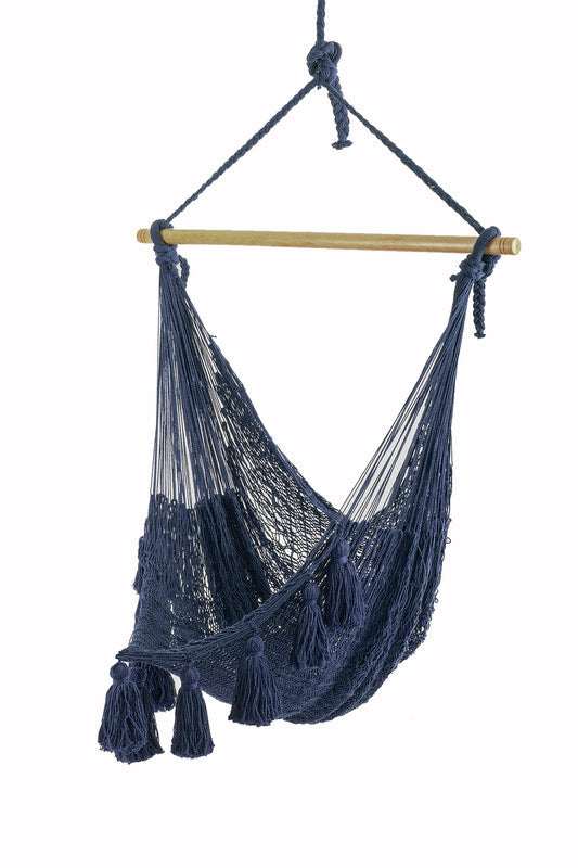 Deluxe Extra Large Mexican Hammock Chair in Outdoor Cotton Colour Blue