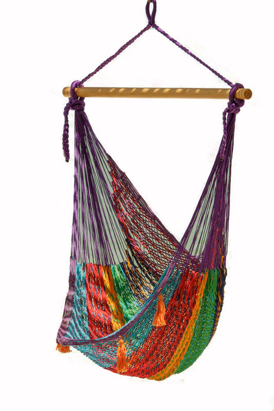 Mayan Legacy Extra Large Outdoor Cotton Mexican Hammock Chair in Colorina Colour