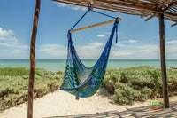 Mayan Legacy Extra Large Outdoor Cotton Mexican Hammock Chair in Caribe Colour