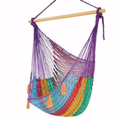 Mayan Legacy Extra Large Outdoor Cotton Mexican Hammock Chair in Colorina Colour