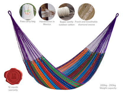 Outdoor undercover cotton Mayan Legacy hammock Family size Colorina