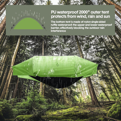 Hammock Tent Outdoor Double Portable Multi-Functional Waterproof Hammock Parachute Camping Hanging Bed 270x140cm with Anti Mosquito Net and Storage Bag