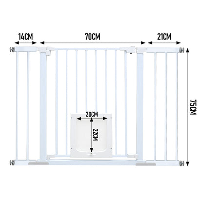 Alston 76cm Tall Baby Pet Security Gate Safety Adjustable Width with Cat Door for House Doorways Stairs Guard Extension Part Width 12cm/24cm Wall Mount