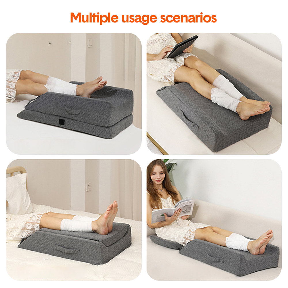 Leg Wedge Ergonomic Booster 3-Height Adjustable Memory Foam Leg Support Pillow with Washable Cover for Ankle Foot Rest Surgery Recovery and Pain Relief
