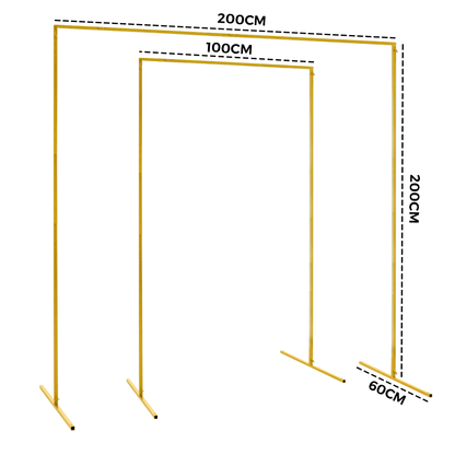 Golden Square Wedding Arch Adjustable 1M-2M Flower Rack Backdrop Stand Balloon Arch Stand for Wedding Birthday Party Garden Ceremony Decoration