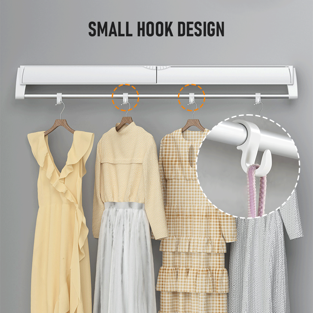 Alston Wall Mounted Drying Rack Black Clothes Airer Space Saver Folding Dryer Bearing Capacity 12KG Foldable Rail With Hooks Indoor Outdoor Balcony Laundry