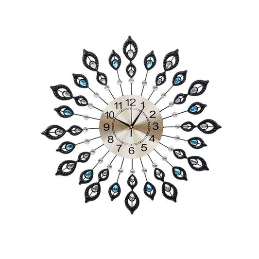 Artiss 60cm Wall Clock Large 3D Peacock Crystal Silver