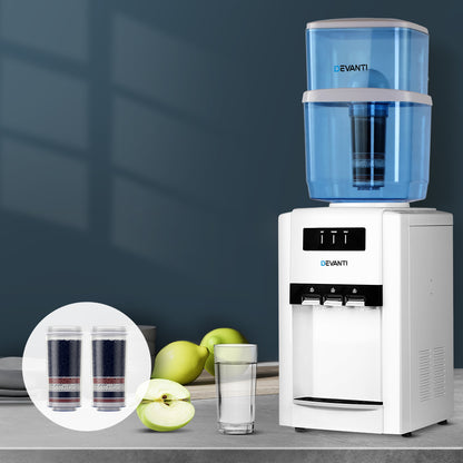 Devanti Water Cooler Dispenser Bench Top 22L with 2 Filters - Hot & Cold