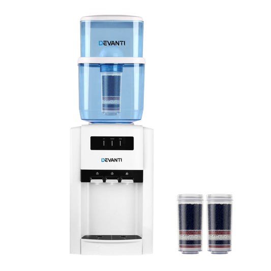 Devanti Water Cooler Dispenser Bench Top 22L with 2 Filters - Hot & Cold