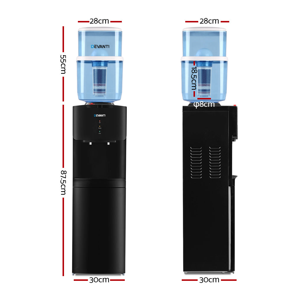 Devanti Water Cooler Dispenser Stand 22L Bottle Black - Hot & Cold
