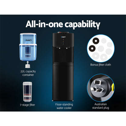 Devanti Water Cooler Dispenser Stand 22L Bottle Black - Hot & Cold