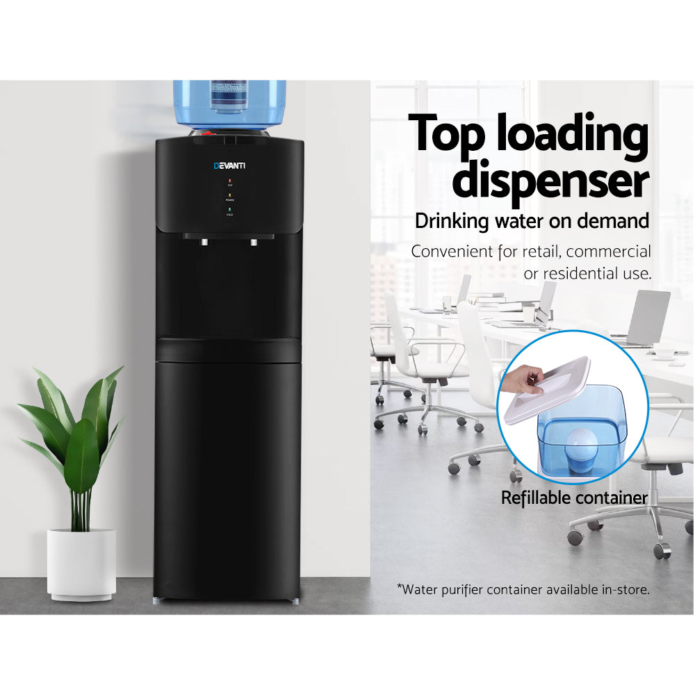 Devanti Water Cooler Dispenser Stand 22L Bottle Black - Hot & Cold