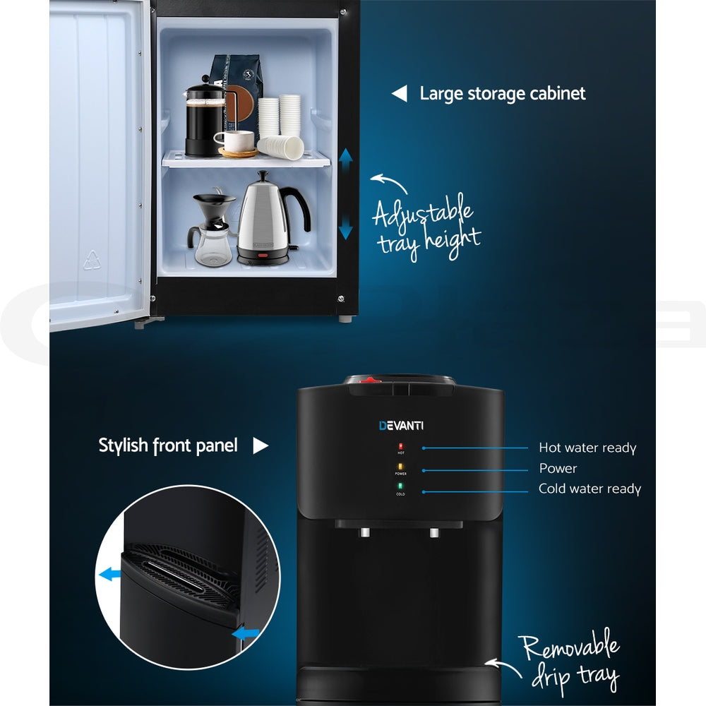 Devanti Water Cooler Dispenser Stand 22L Bottle Black - Hot & Cold