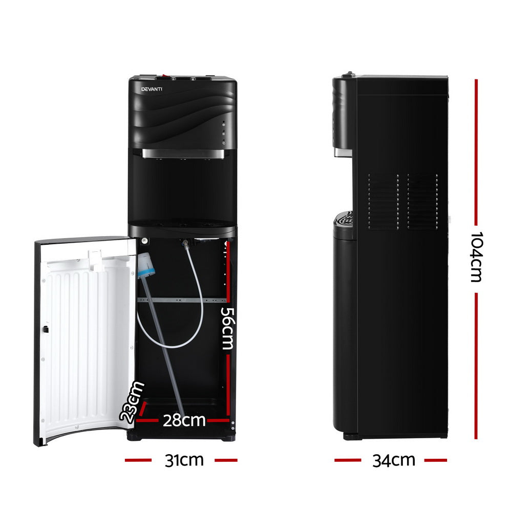 Devanti Water Cooler Dispenser Bottom Load Black - Hot & Cold