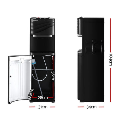 Devanti Water Cooler Dispenser Bottom Load Black - Hot & Cold