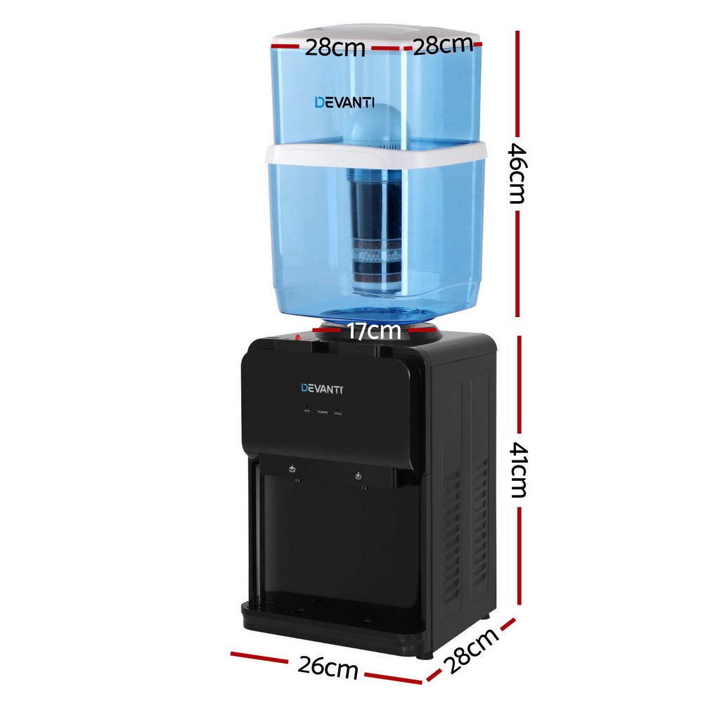 Devanti Water Cooler Dispenser Bench Top 22L Black - Hot & Cold