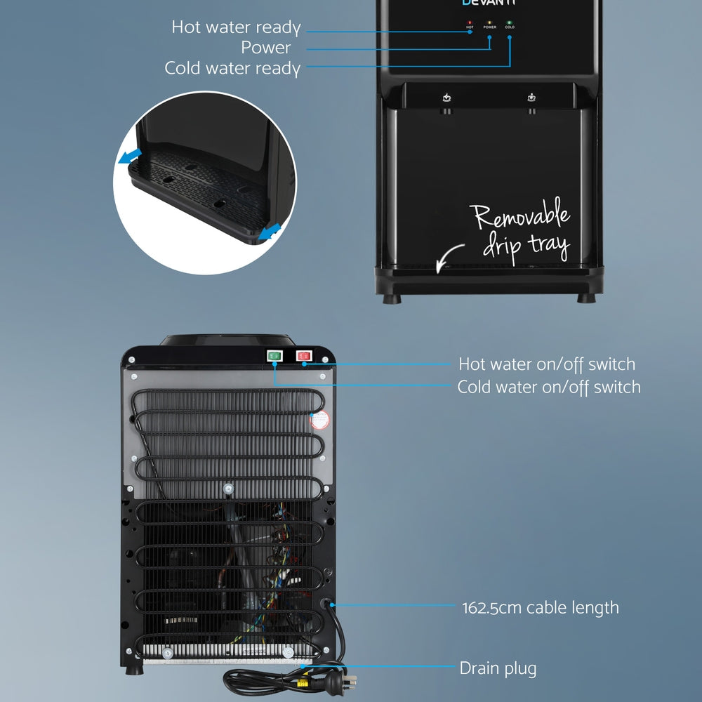 Devanti Water Cooler Dispenser Bench Top 22L Black - Hot & Cold
