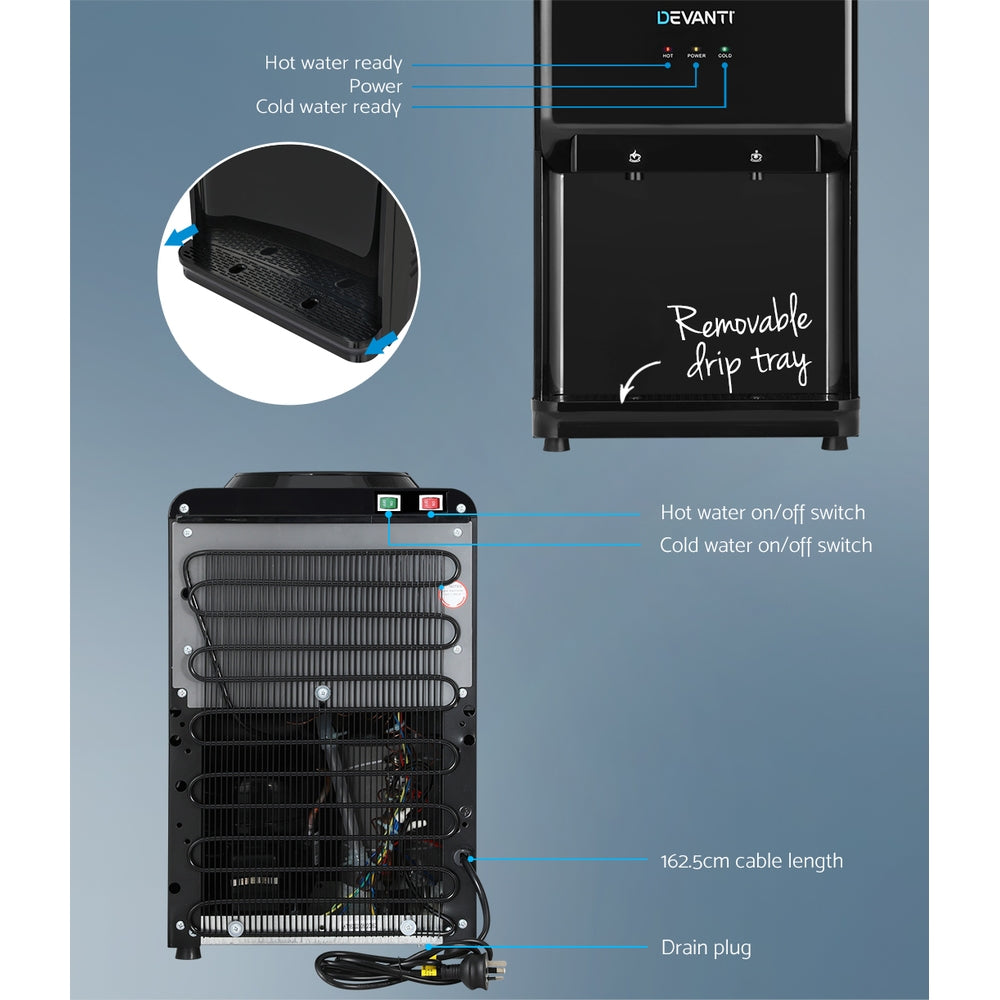 Devanti Water Cooler Dispenser Bench Top 22L Black - Hot & Cold
