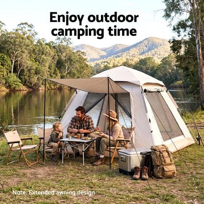 Weisshorn Camping Tent Family Shelter 210D Oxford Fabric Awning 210cm Khaki