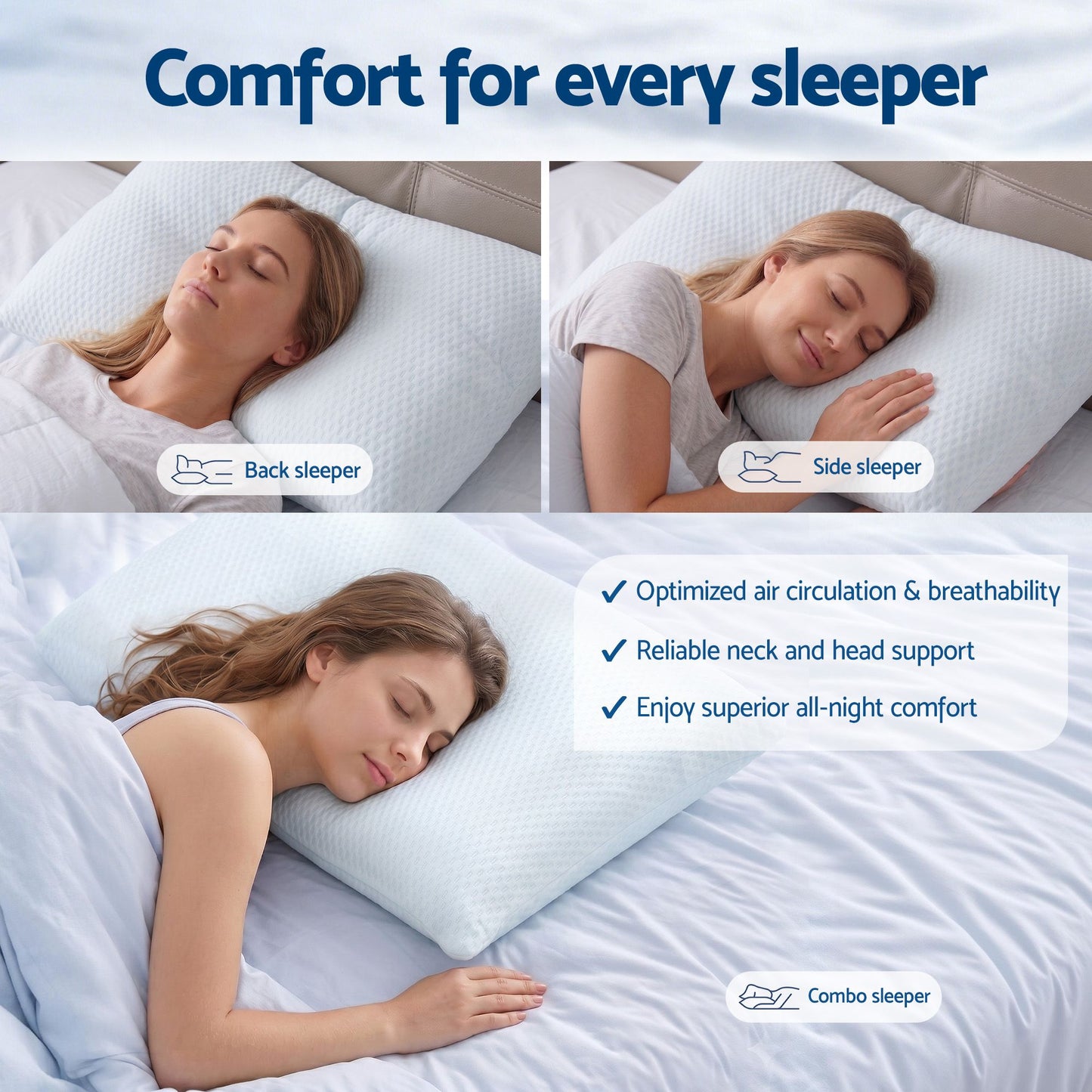 ROOMSENSE Cooling Memory Foam Pillow 2 Pack, Anti-Flattening Bed Pillows for Hot Sleepers, Adjustable Shredded Gel Side Sleeper Pillow for Neck Support, Washable Cover, 72x50x15cm