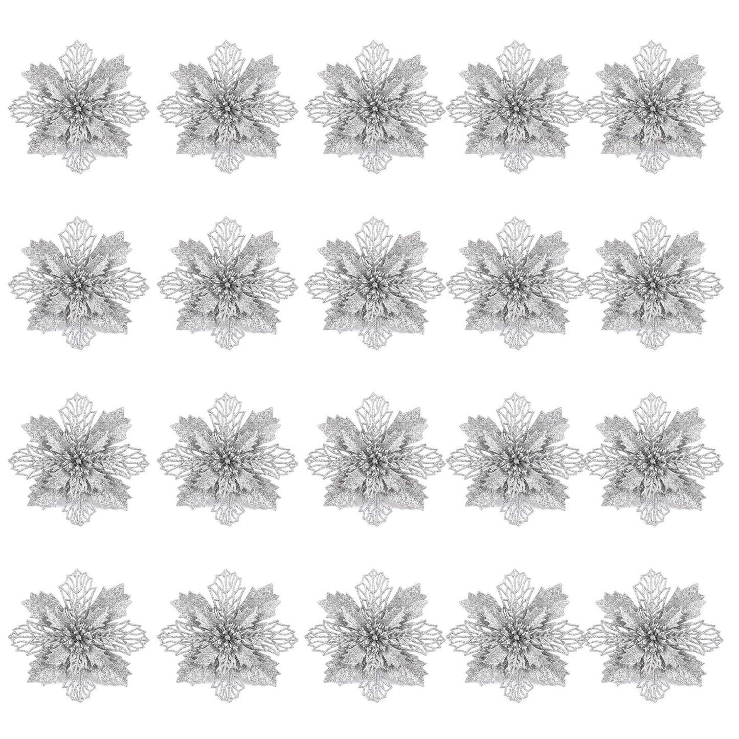 Jingle Jollys 20Pcs Christmas Tree Flower Set Garland Wreath Poinsettia Decorations