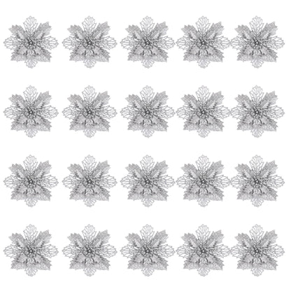 Jingle Jollys 20Pcs Christmas Tree Flower Set Garland Wreath Poinsettia Decorations