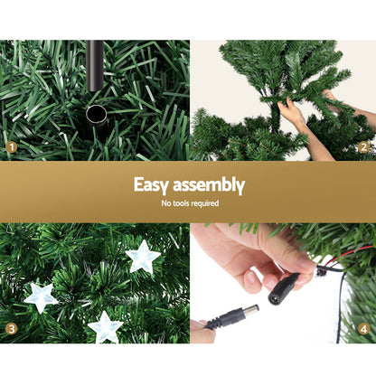 Jingle Jollys 2.4m Christmas Tree Optic Fibre LED Xmas tree Multi Colour