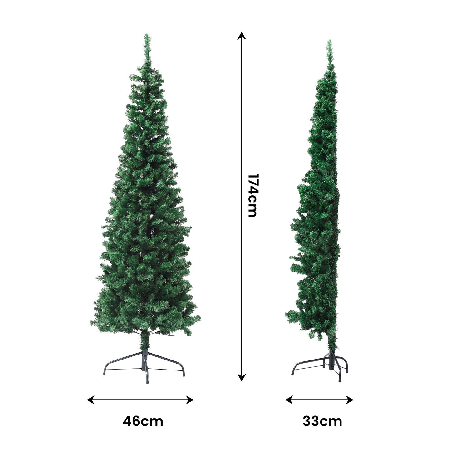 Jingle Jollys 1.8m Pre-Lit Christmas Tree Slim Pencil Xmas Tree Corner Tree