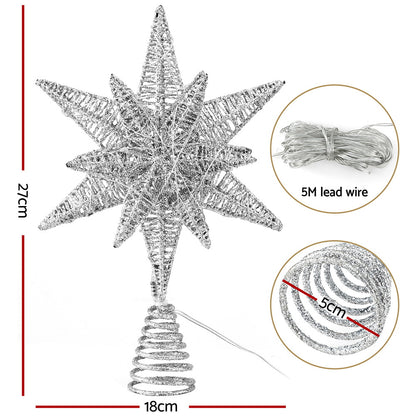 Jingle Jollys 3D Christmas Tree Topper Star LED Decorations Xmas Party Timer