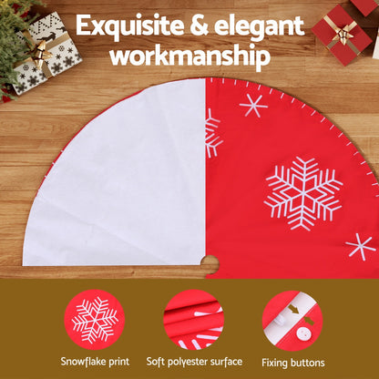 Jingle Jollys Christmas Tree Skirt 120cm Snowflake Ornaments Party Decorations