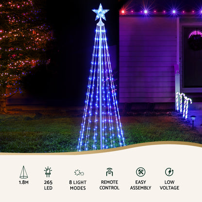 Jingle Jollys Christmas Tree 1.8m 265 RGB LED Fairy Lights Xmas Trees Decoration