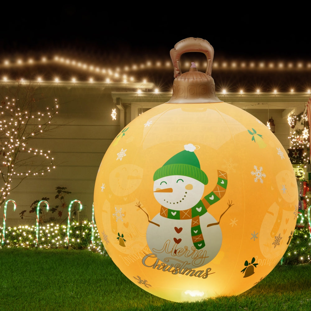 Jingle Jollys Christmas Inflatable Ball Led 60cm Snowman Decoration Bauble Gold