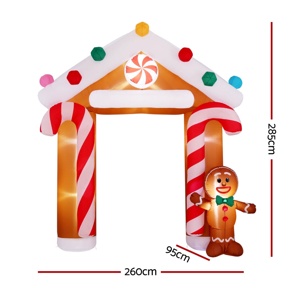 Jingle Jollys Christmas Inflatable Archwary Ginger 2.8M Illuminated Decorations