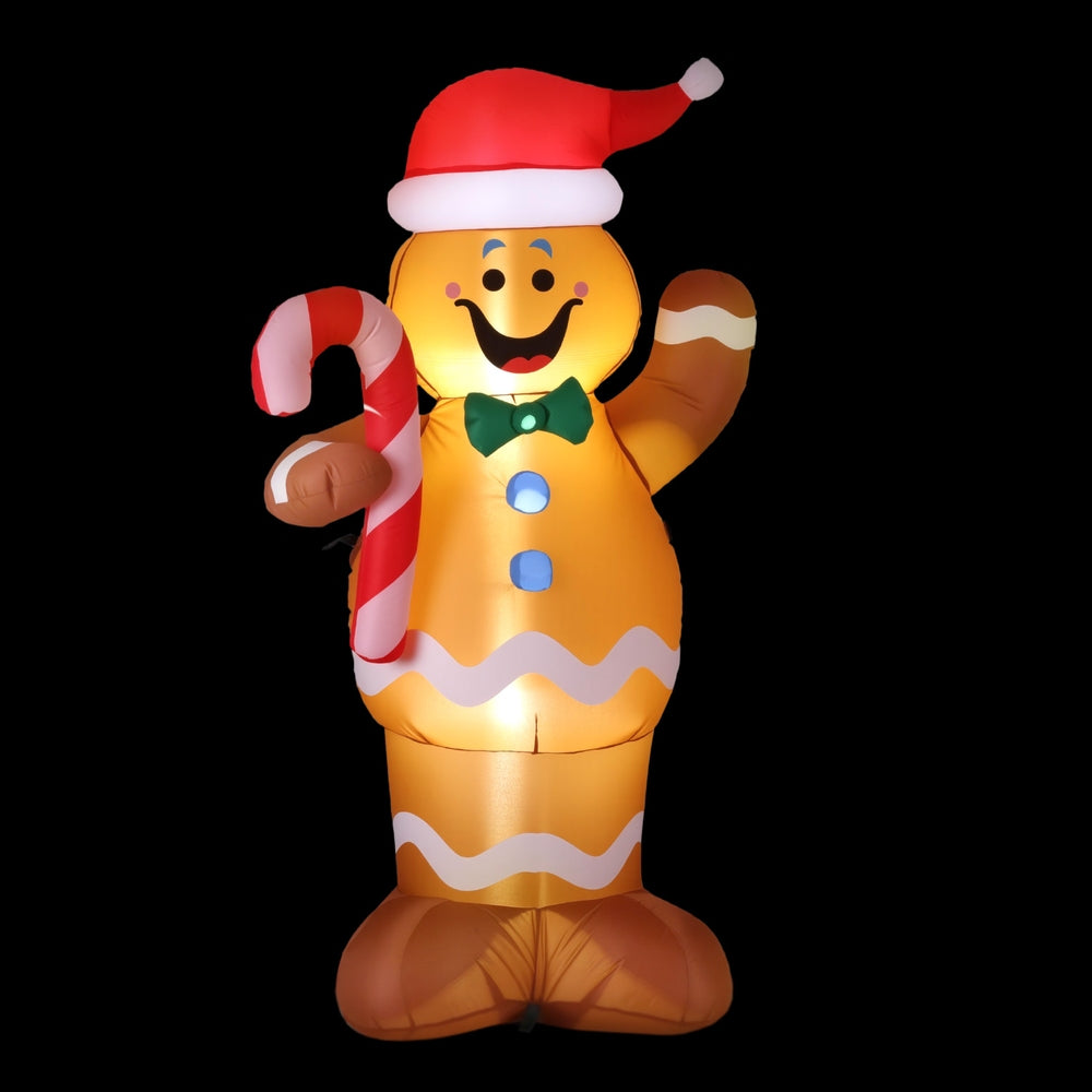 Jingle Jollys Christmas Inflatable Gingerbread Man 1.5M Height LED Decorations Illuminated