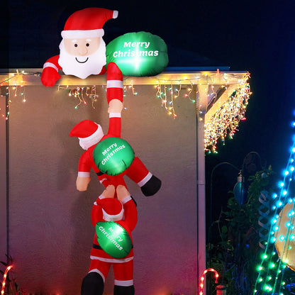 Jingle Jollys Christmas Inflatable Climbing Santa 2.5M Height LED Decorations Illuminated