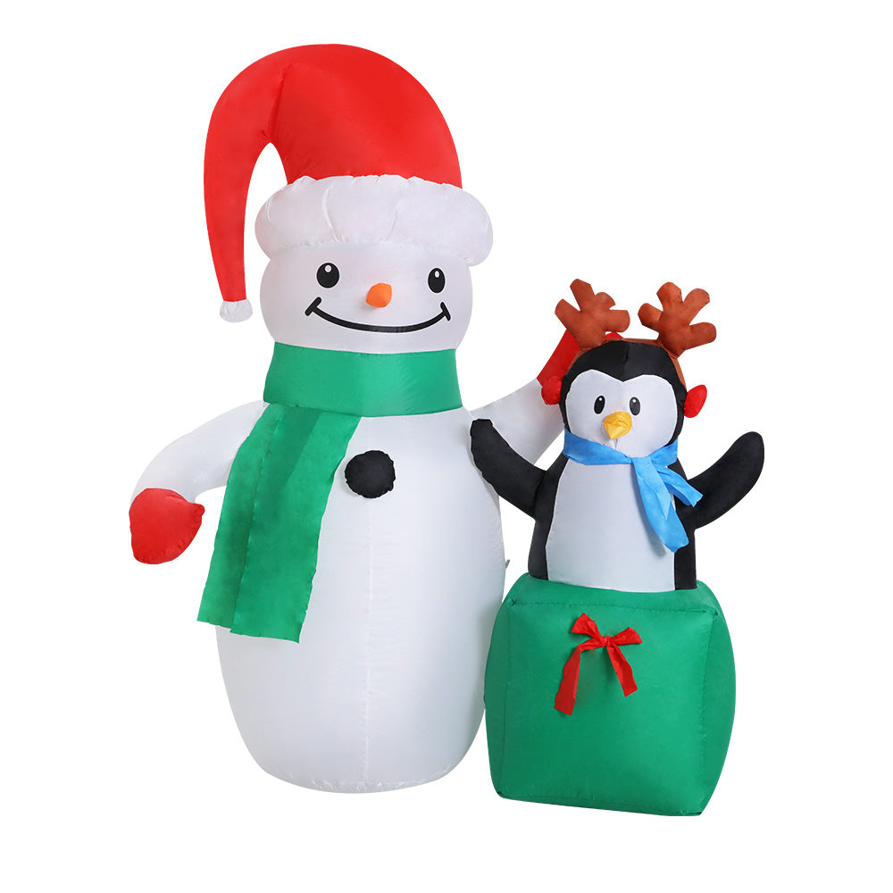 Jingle Jollys Christmas Inflatable Snowman 1.8M Illuminated Decorations