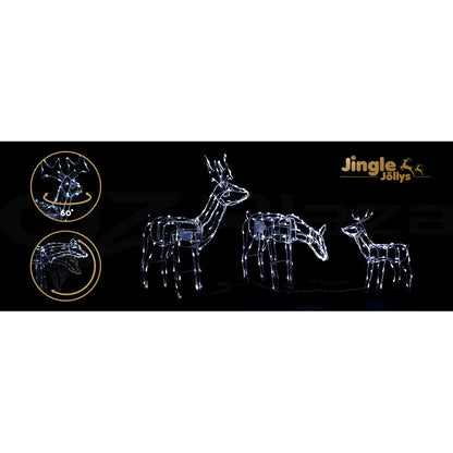 Jingle Jollys Christmas Lights 3 Pcs Reindeers 250 LED Decorations