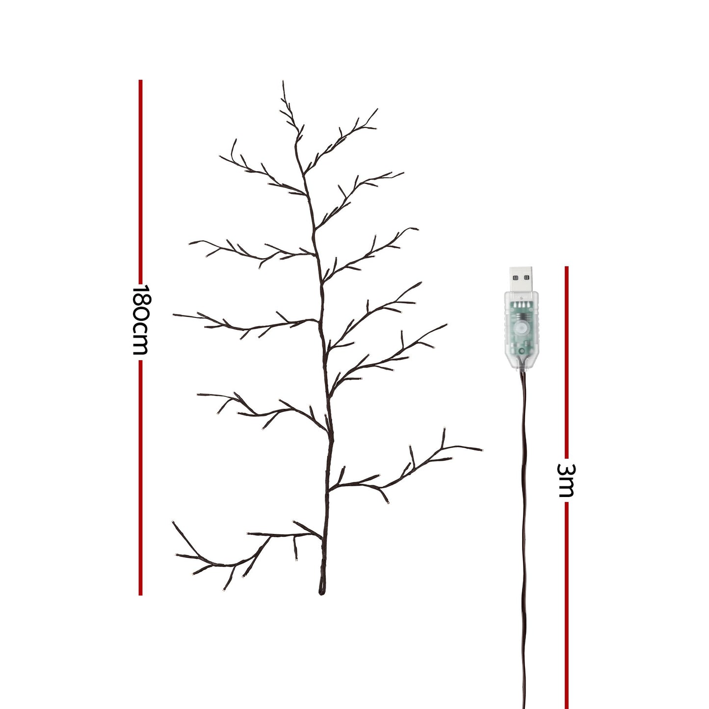 Jingle Jollys Christmas Willow Vine Lights Branch LED Fairy DIY Wall Decor 1.8m Warm White