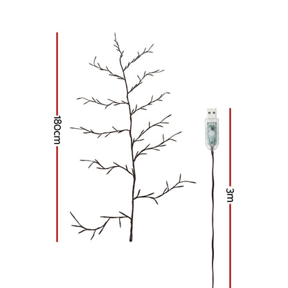Jingle Jollys Christmas Willow Vine Lights Branch LED Fairy DIY Wall Decor 1.8m Warm White