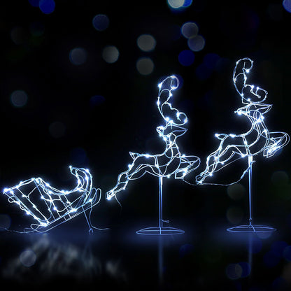 Jingle Jollys Christmas Lights Reindeer Sleigh 120 LED Decorations