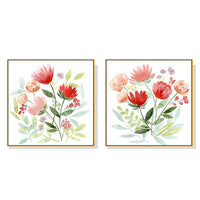 Wall Art 40cmx40cm Florals 2 Sets Gold Frame Canvas