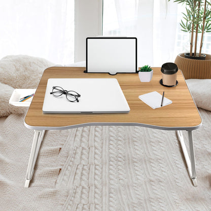 EKKIO Extra Large Multifunctional Portable Bed Tray Laptop Desk (White Oak) EK-BT-102-OEJ