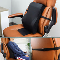 GOMINIMO Memory Foam Lumbar Support Pillow with Adjustable Dual Strap (Black)