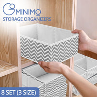 GOMINIMO 8 Set Foldable Clothes Storage Organizers in 3-Size (Stripe)