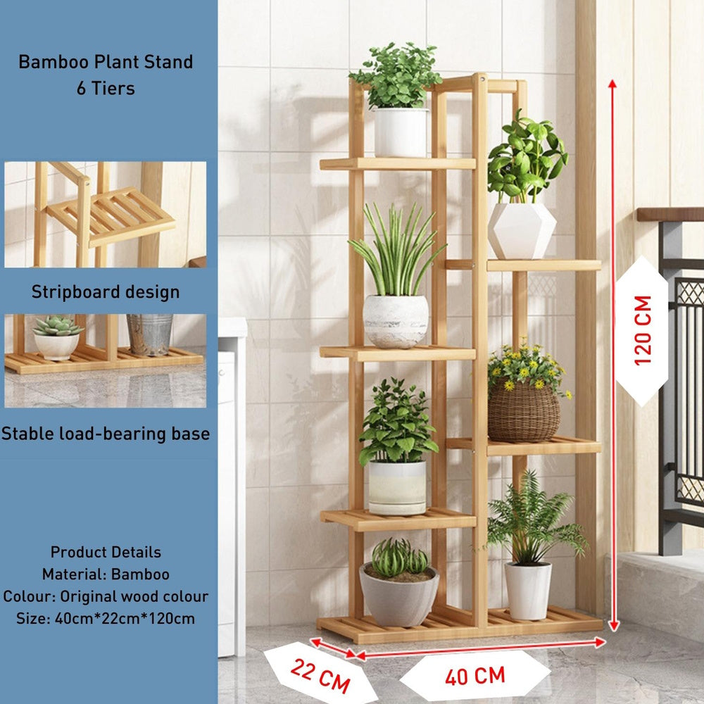 NOVEDEN Bamboo Plant Stand Rack 6 tier 7 Potted (120CM) NE-PS-102-JS